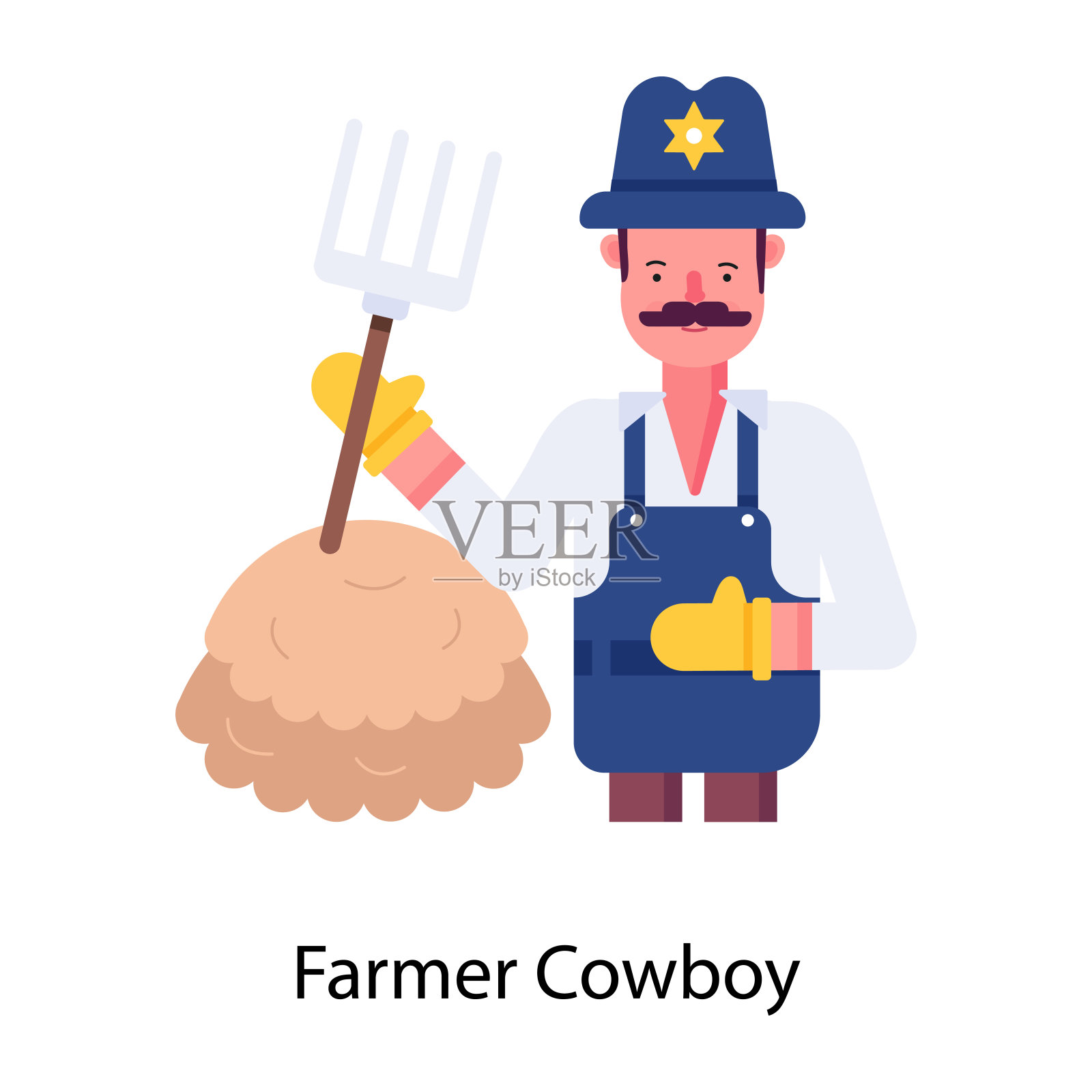 农民的牛仔插画图片素材
