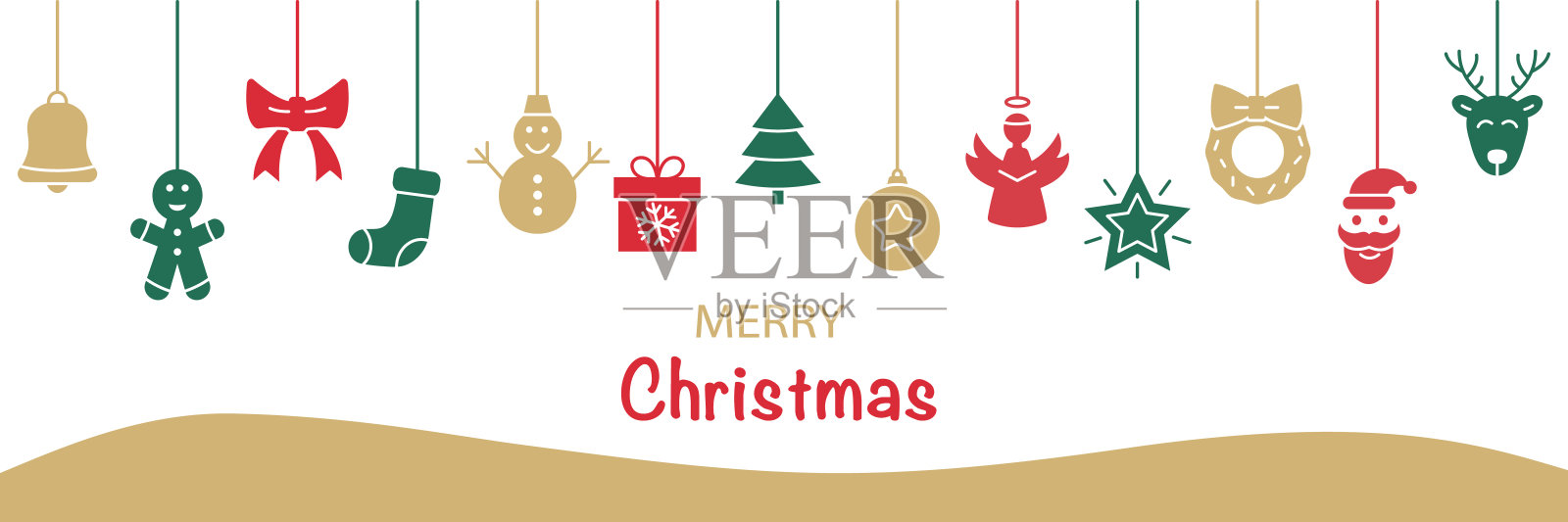 圣诞贺卡挂饰快乐。矢量图插画图片素材