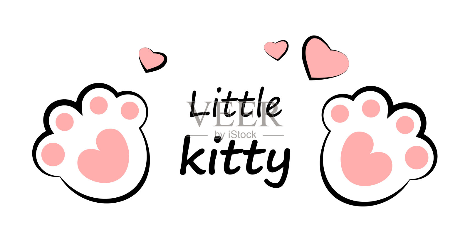 一只可爱的猫的爪子在白色背景上插画图片素材