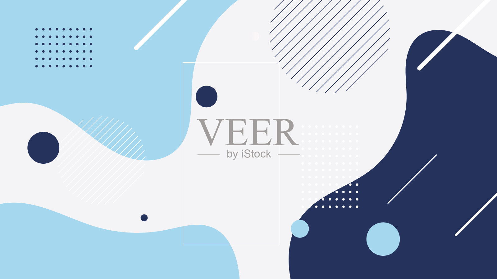 抽象蓝白梯度波重叠层背景，几何形状元素和空白空间设计插画图片素材