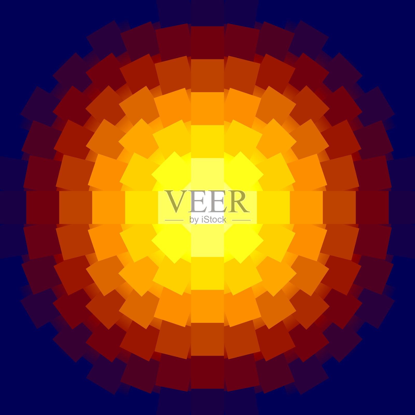 抽象的彩色像素图案，类似太阳。插画图片素材