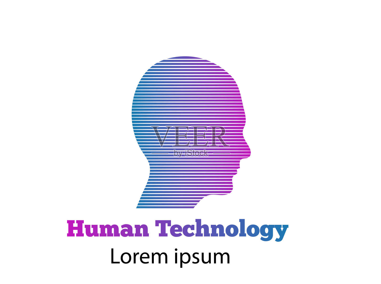 人工智能概念彩色人头插画图片素材