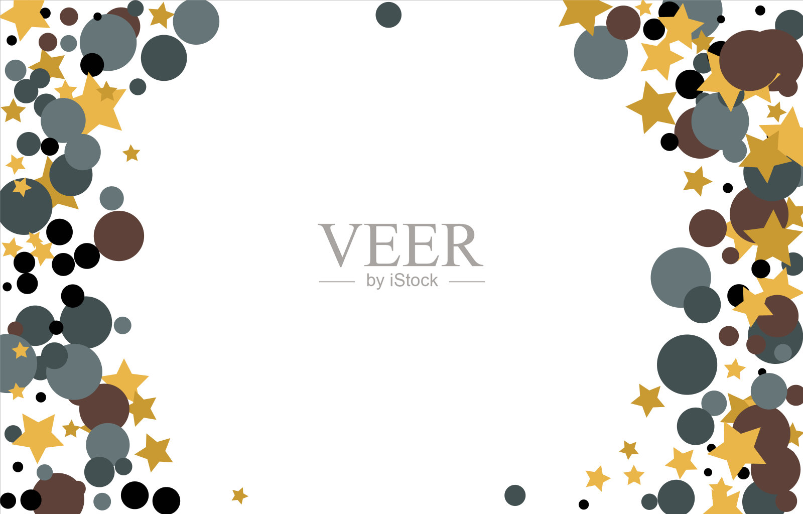 金色、蓝色、棕色、黑色的彩纸，上面有圆圈和星星。宇宙的光芒。圣诞节抽象图案。美丽的插图明信片，横幅，网页。图像的背景。矢量图插画图片素材