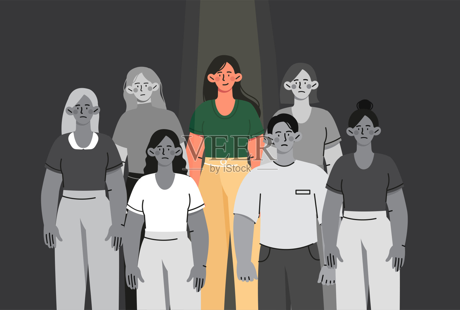 从人群矢量中脱颖而出插画图片素材