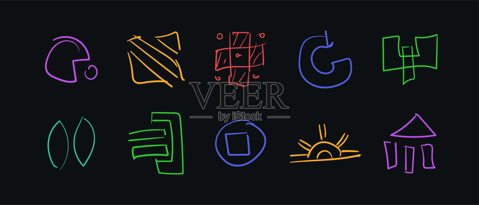 抽象霓虹灯图形矢量集插画图片素材