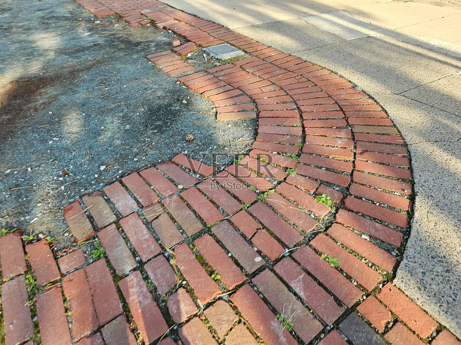砖砌人行道边照片摄影图片
