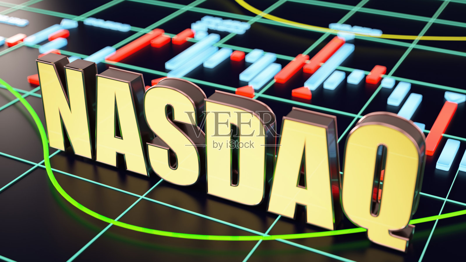 纳斯达克股票市场概念与金融条形图照片摄影图片