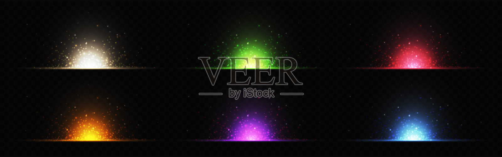 彩色霓虹灯设置闪光效果插画图片素材