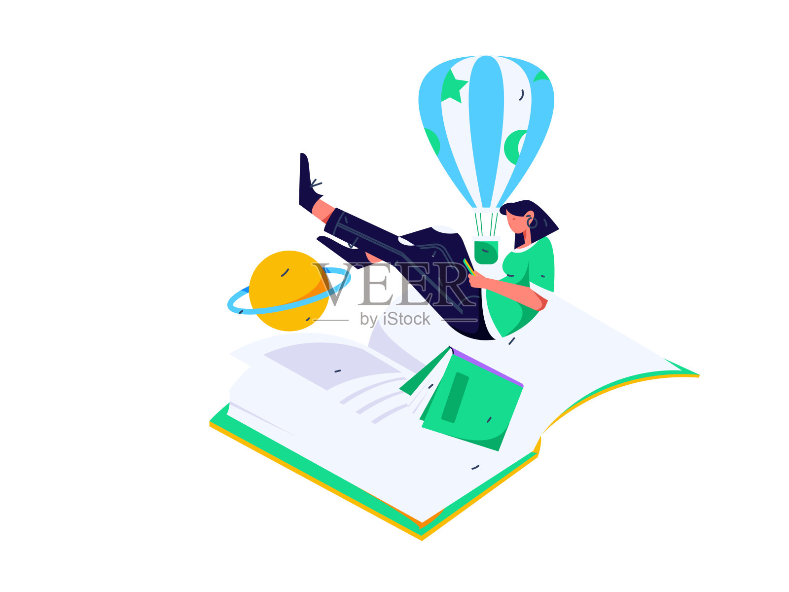 教育和学习的人平面矢量概念手绘插图插画图片素材