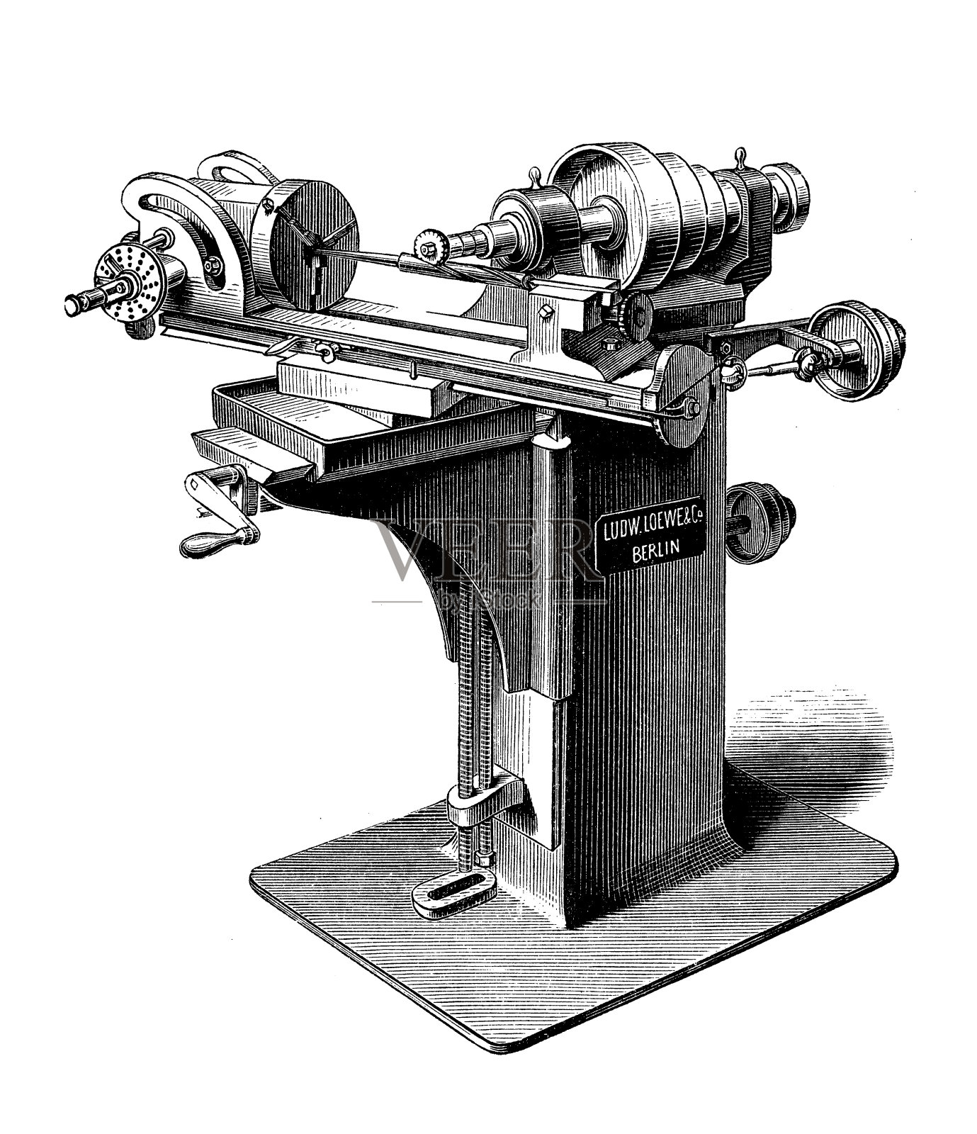 铣床用于各种工作，19世纪插画图片素材