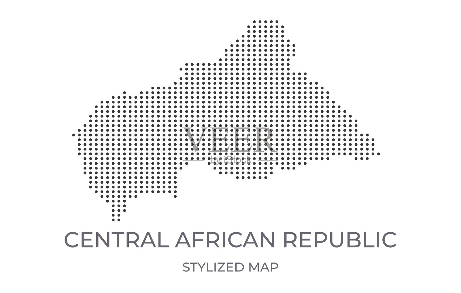 中非共和国地图，极简主义风格。插画图片素材