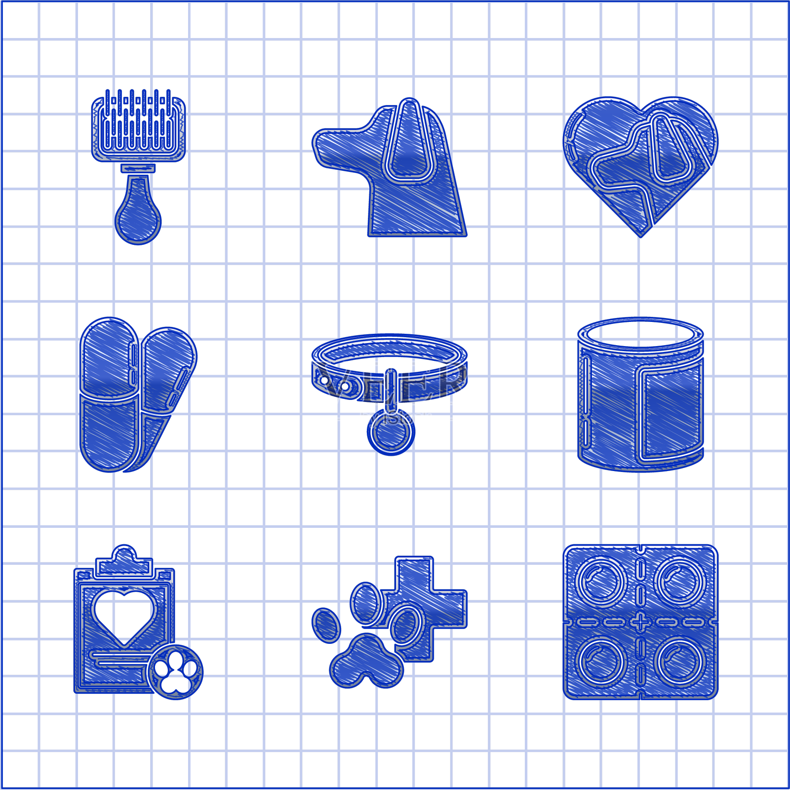 套项圈与姓名标签兽医诊所标志设计元素图片