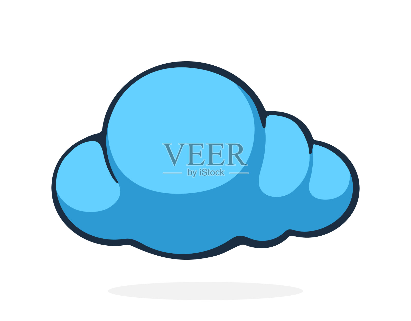 蓝色的云。天气的象征。矢量插图。手绘卡通剪贴画与轮廓。插画图片素材