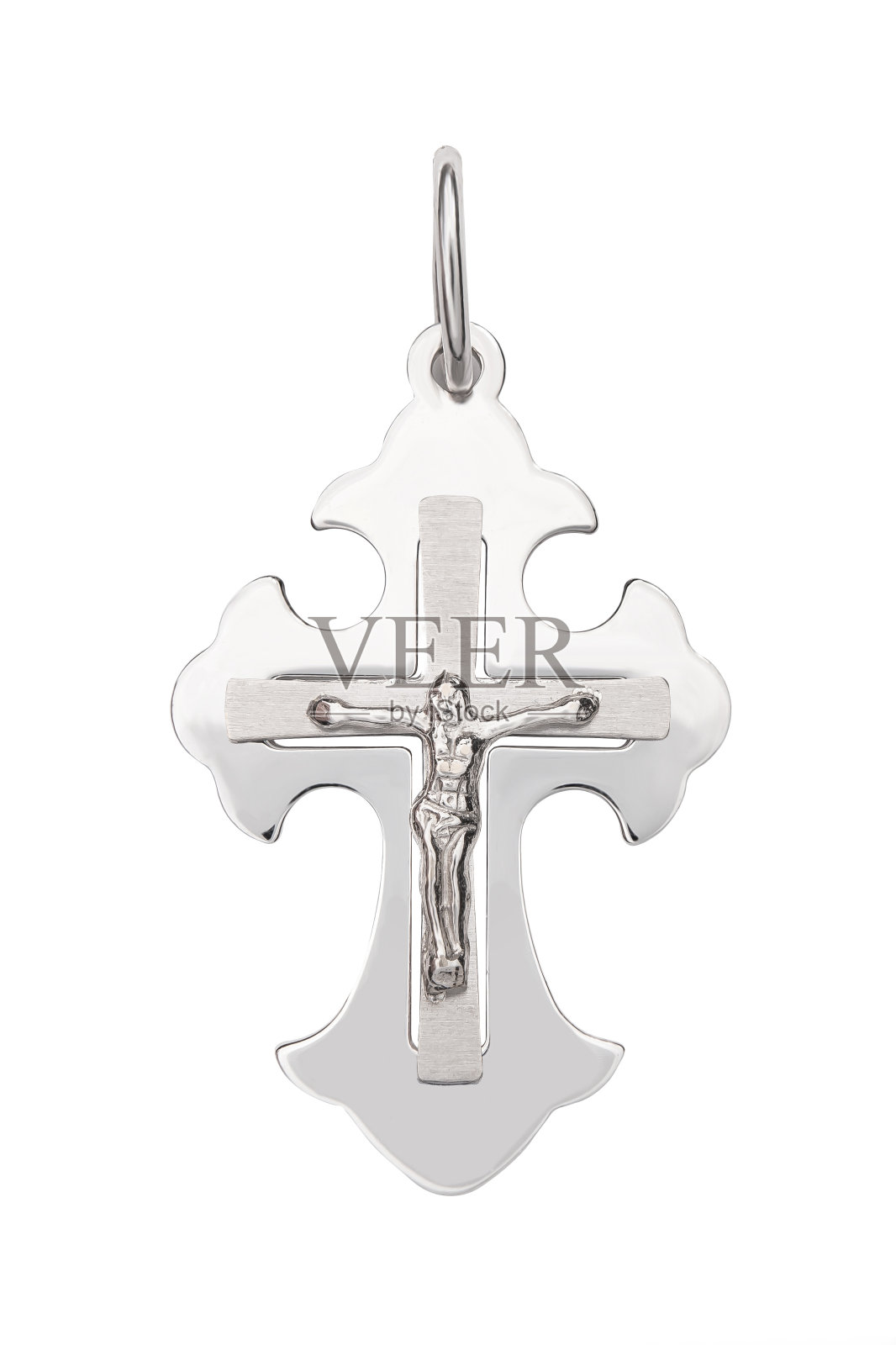 黄金正统挂件无链。首饰被隔离在白色的背景上照片摄影图片