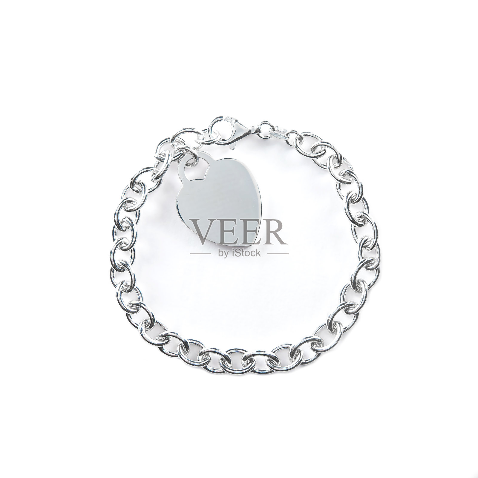 银色的金色吊坠碎片项链链接链上的白色背景孤立照片摄影图片