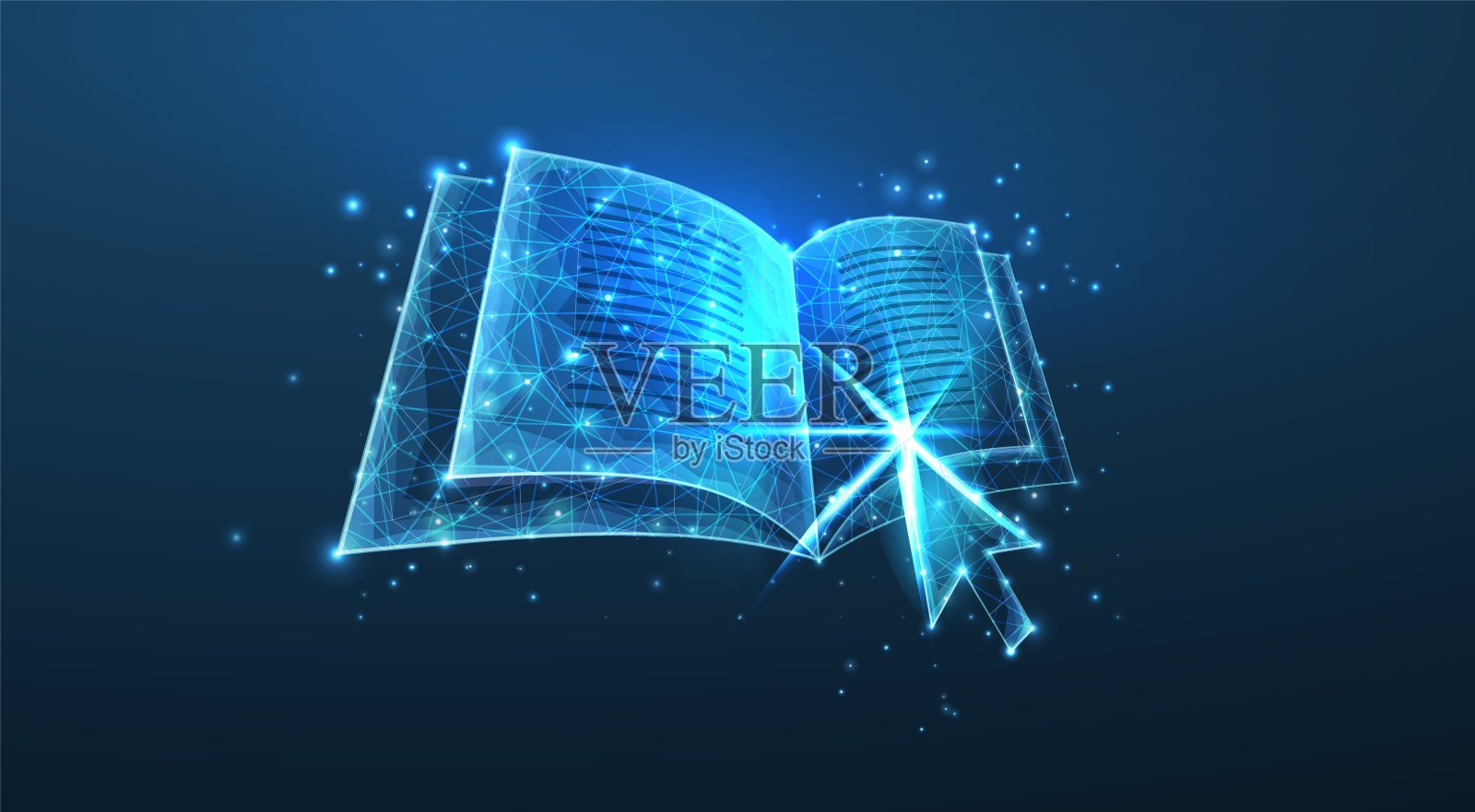 箭头指针点击电子书。在线教育，数字图书馆，电子教育技术，远程学习，导读课程，电子书应用照片摄影图片