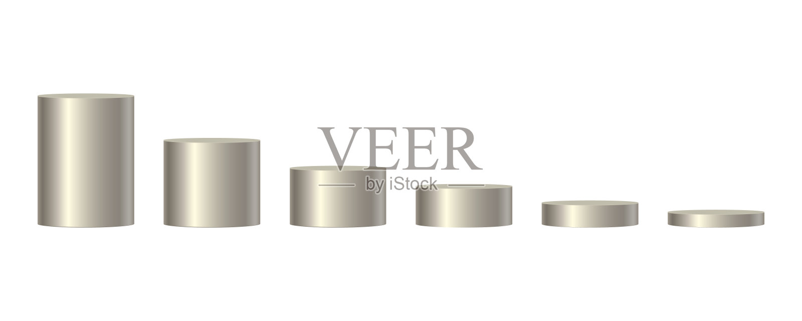 在透明背景上隔离的三维铬圆柱体。汽缸杆、金属钢管、场景、台座、讲台。向量,插图插画图片素材