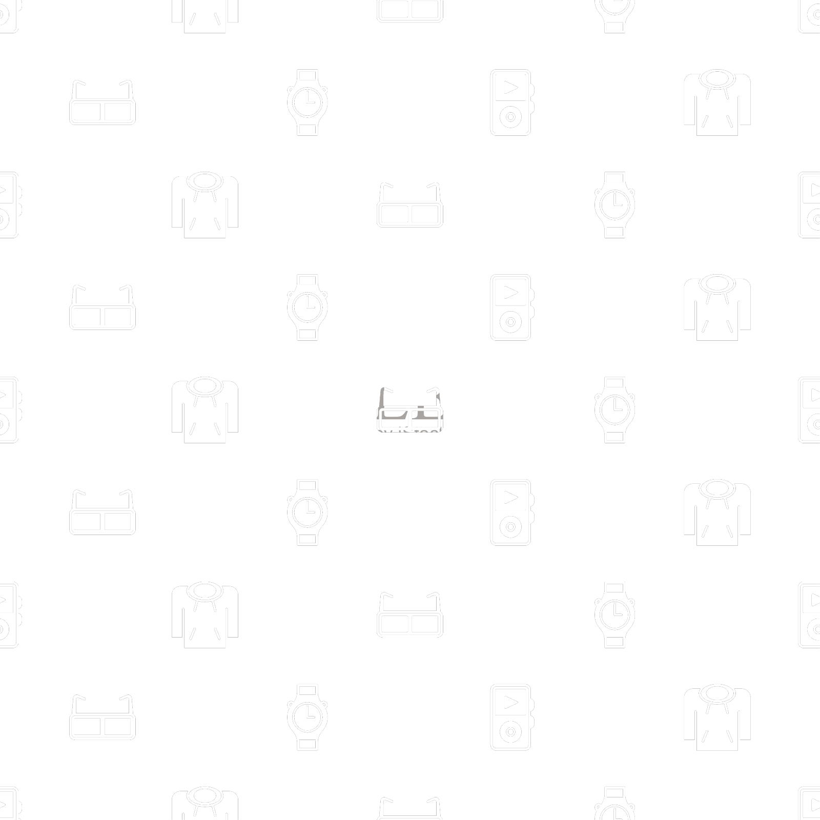 设置音乐播放器，帽衫，眼镜和手表设计元素图片