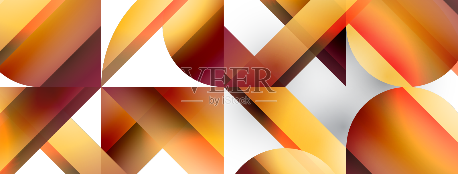 充满活力的颜色，三角形和圆圈在白色设计元素图片