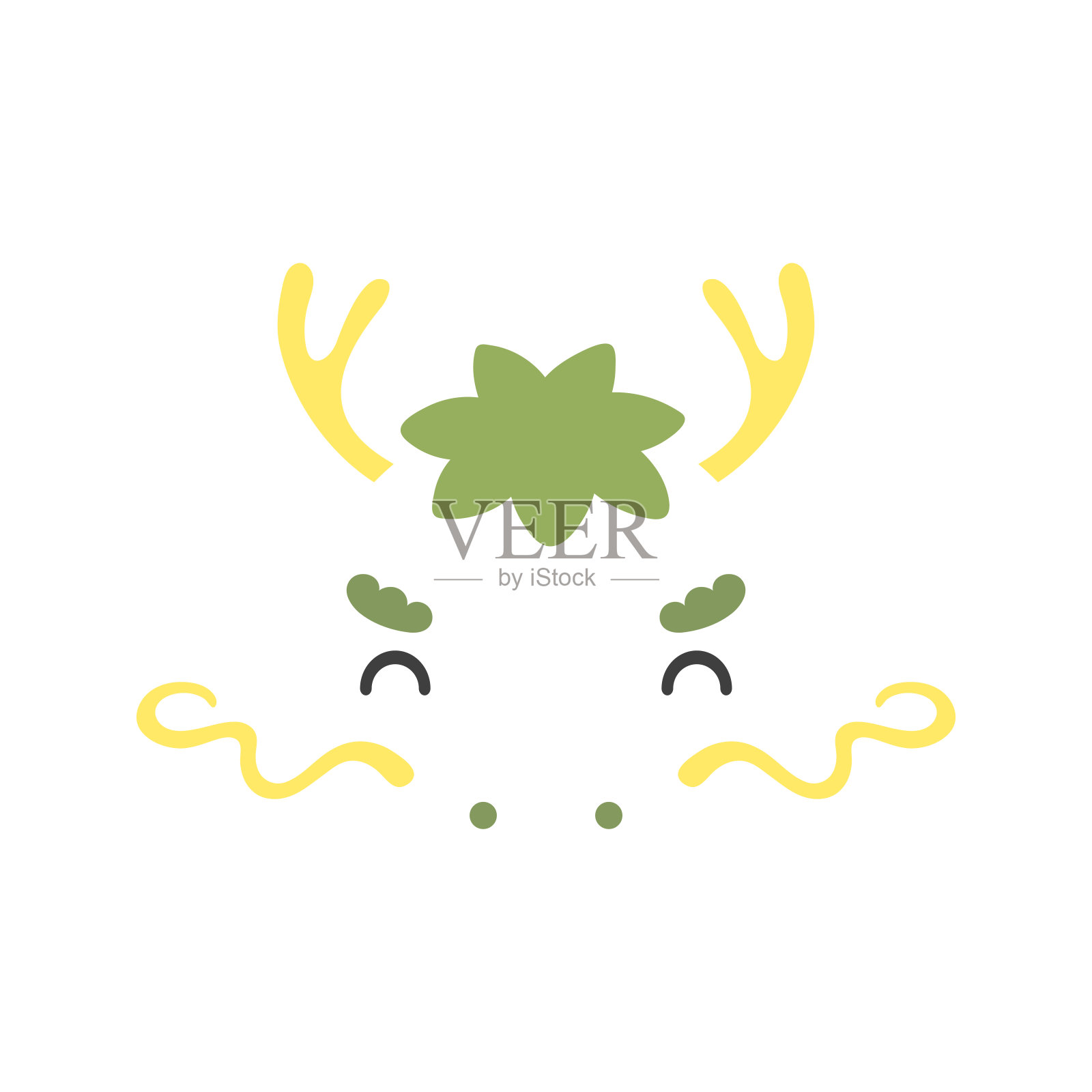 2024亚洲生肖，可爱的中国龙脸文字插图。插画图片素材