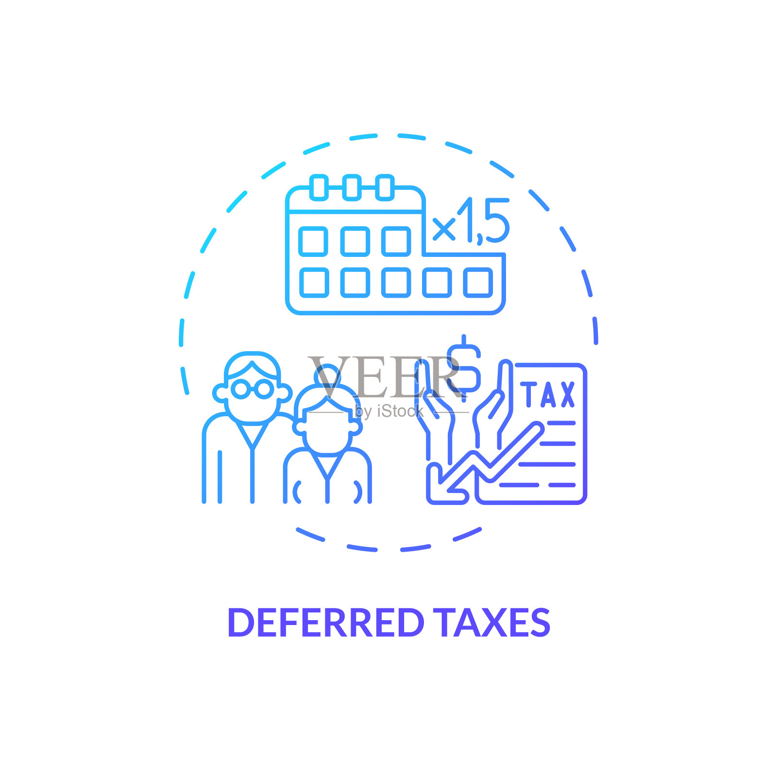 递延税蓝色梯度概念图标插画图片素材