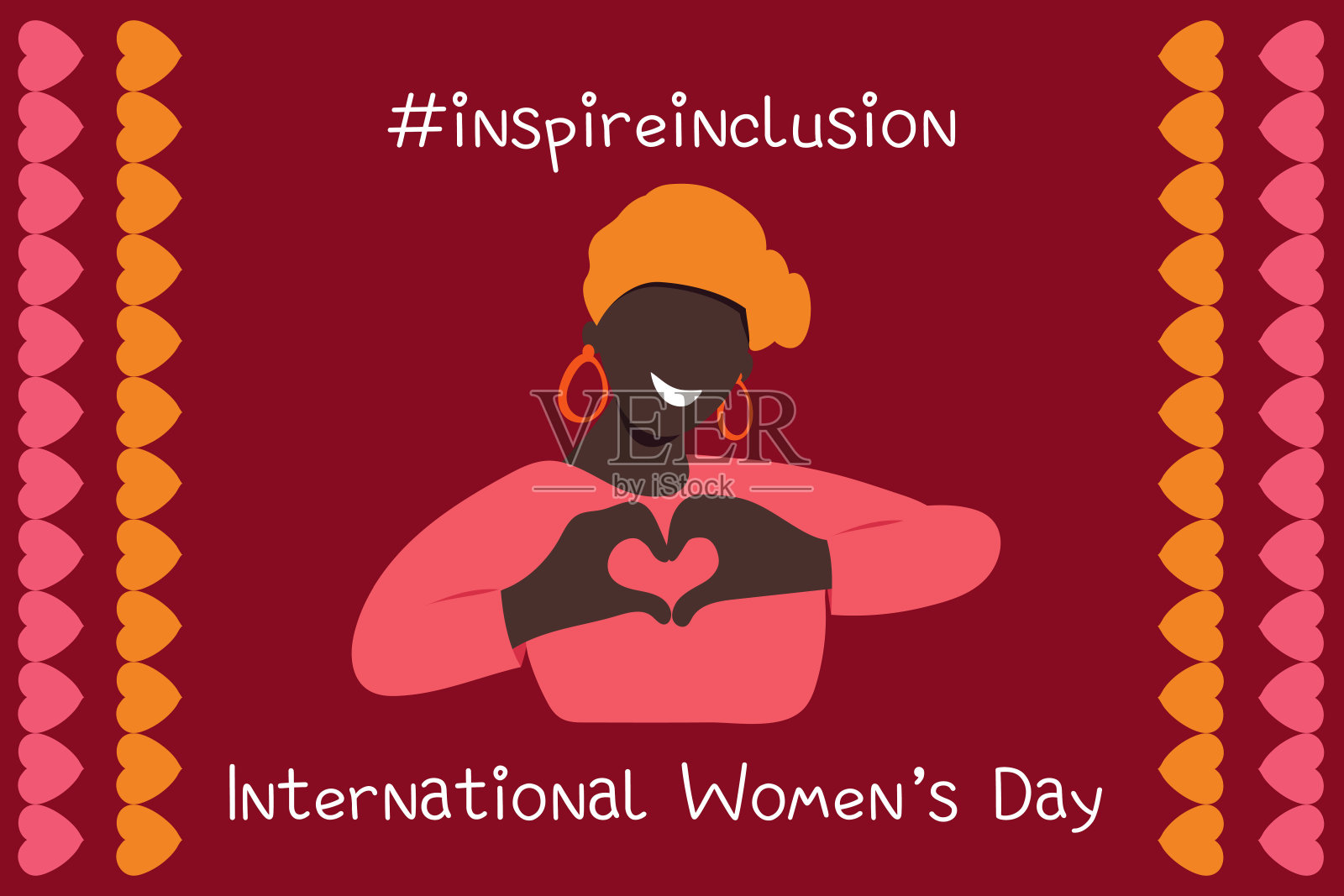 # InspireInclusion。国际妇女节横幅。插画图片素材