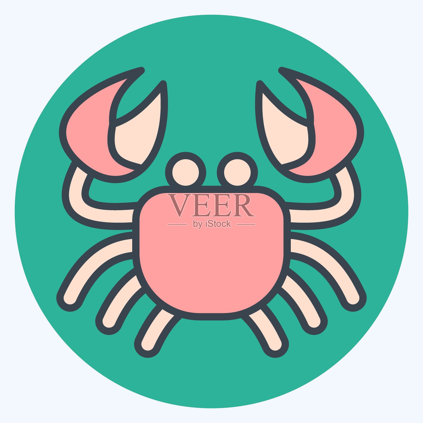 图标癌症。与占星术符号有关。颜色搭配风格。简单的设计可编辑。简单的说明插画图片素材