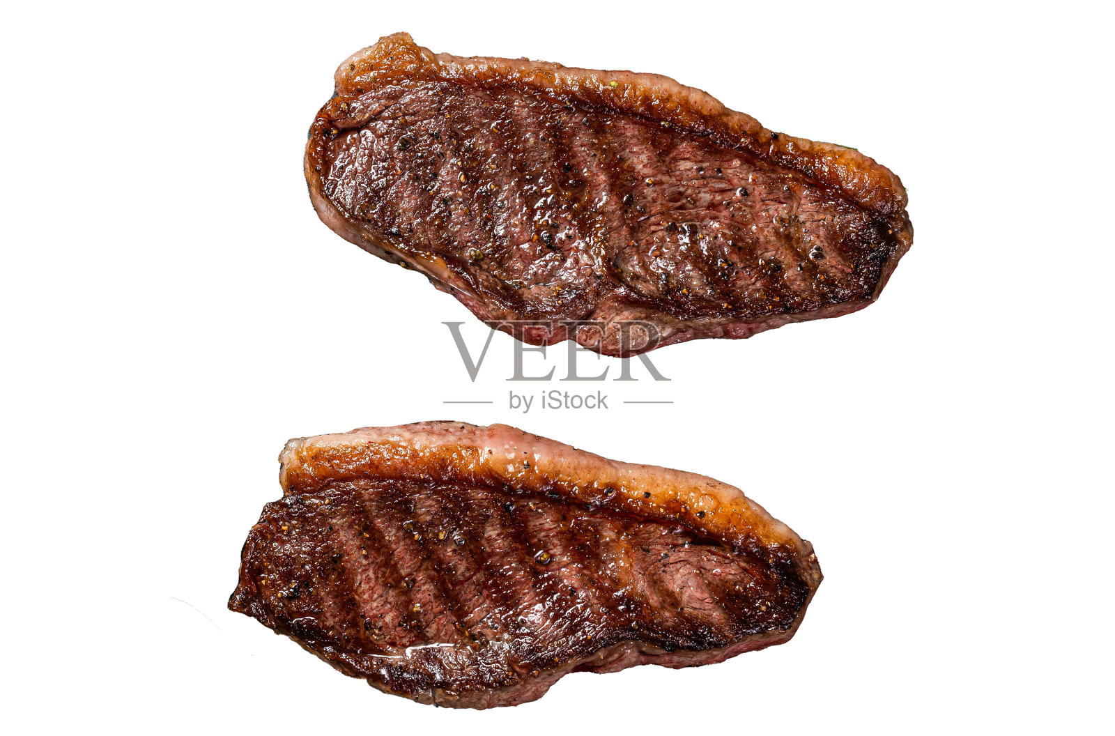 烤上脊牛扒或巴西皮卡亚牛扒，烤肉在烤盘上。孤立在白色背景上。照片摄影图片