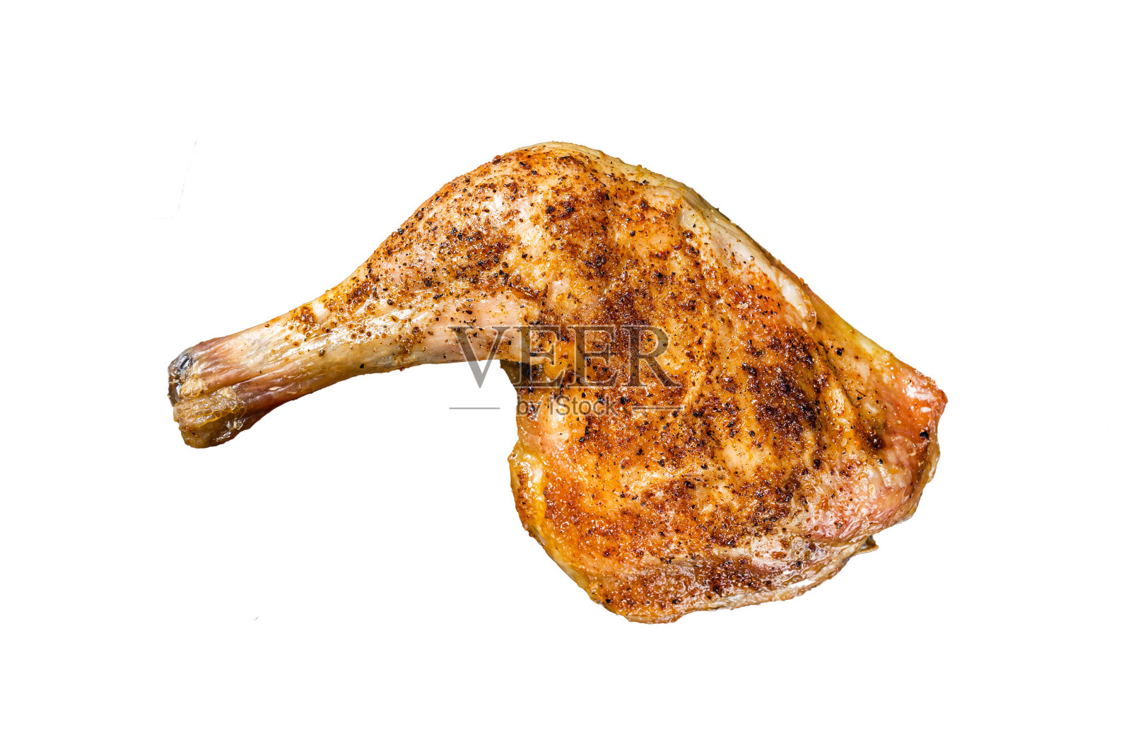 木板烤鸡腿。孤立在白色背景上。照片摄影图片