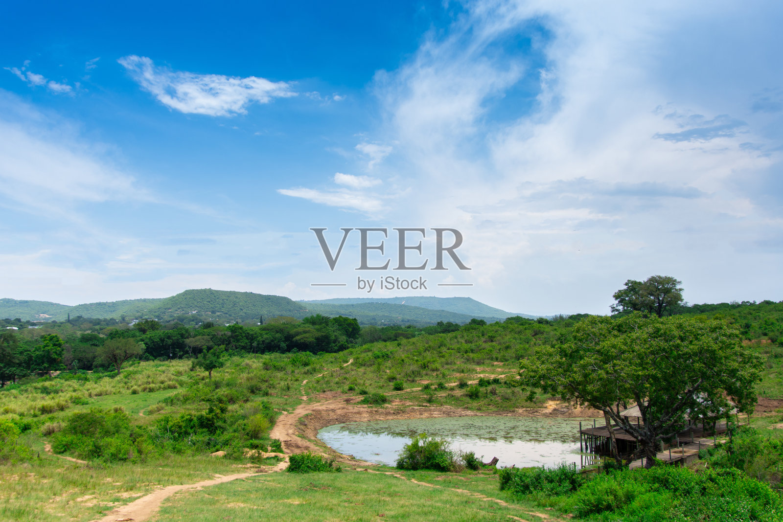 美丽的小湖迷失在大草原的中心照片摄影图片