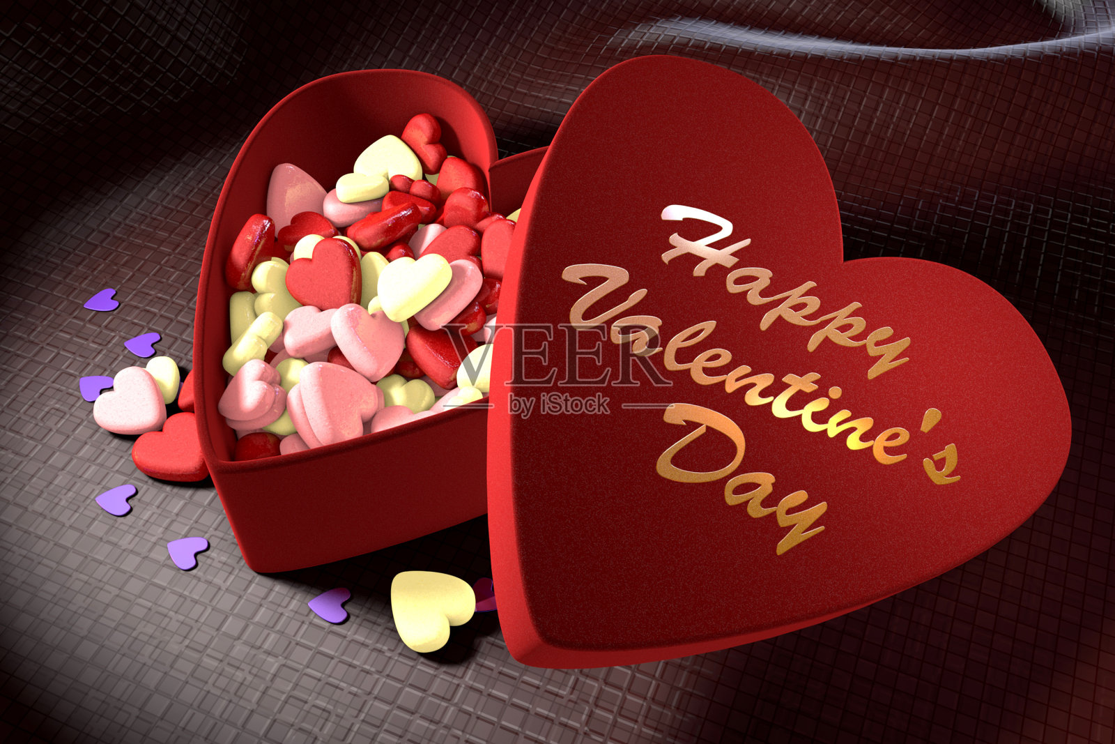 打开装有糖果的礼盒照片摄影图片