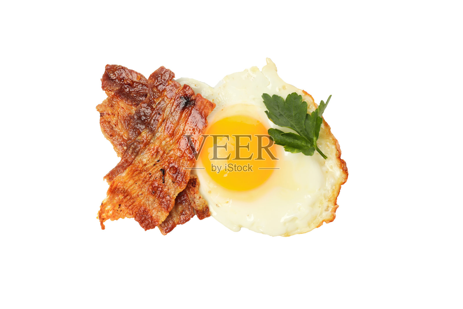 煎熏肉和鸡蛋，孤立在白色背景上，png照片摄影图片