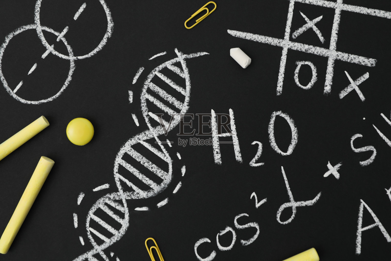 黑板上的学校公式和图画照片摄影图片