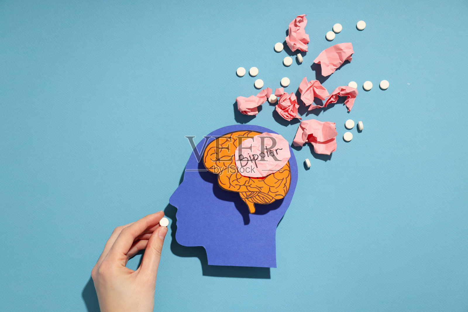 精神障碍概念-双相情感障碍的构成照片摄影图片