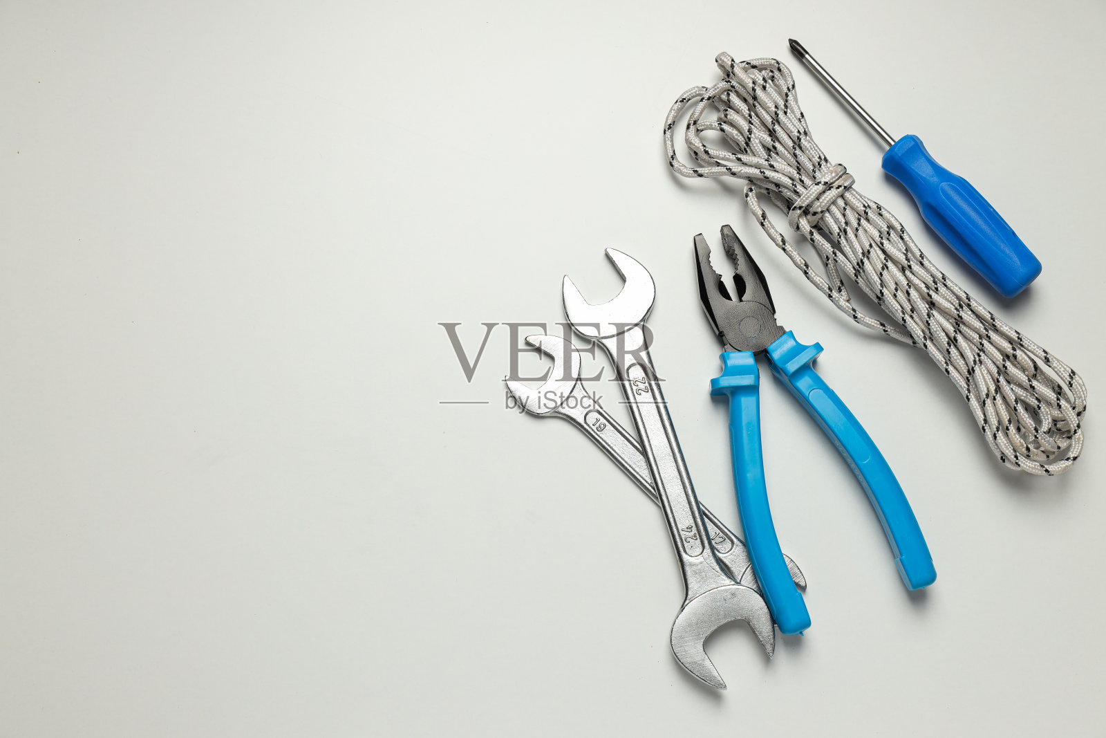 不同工作配件，工程用品和工具的概念照片摄影图片