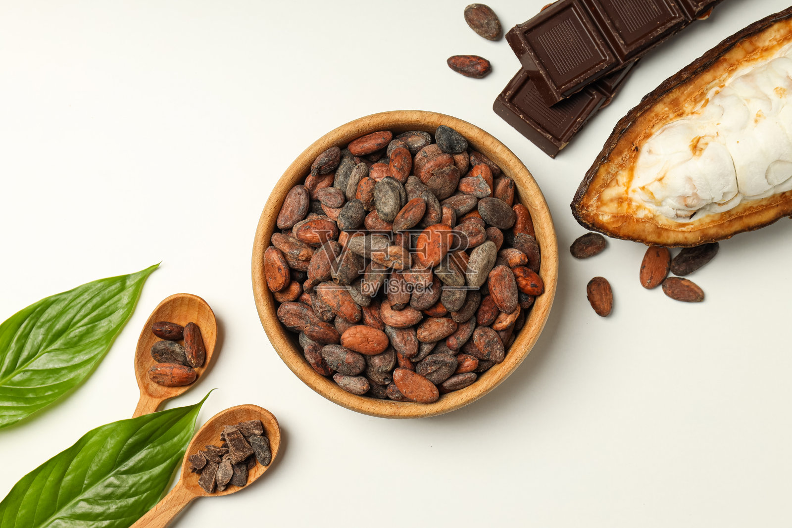 新鲜和芳香食品的概念-可可豆照片摄影图片