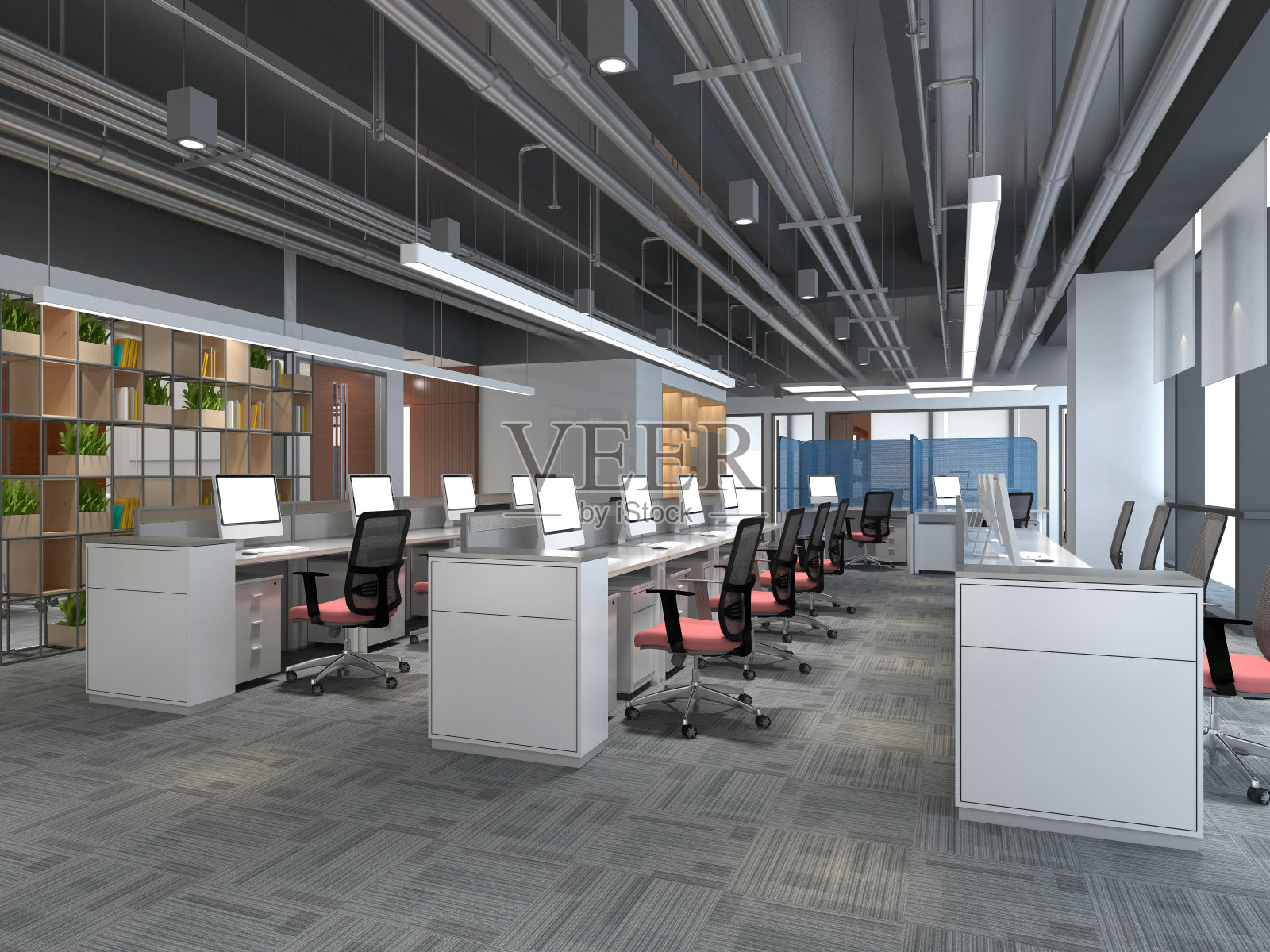 3d渲染od办公开放式大空间照片摄影图片
