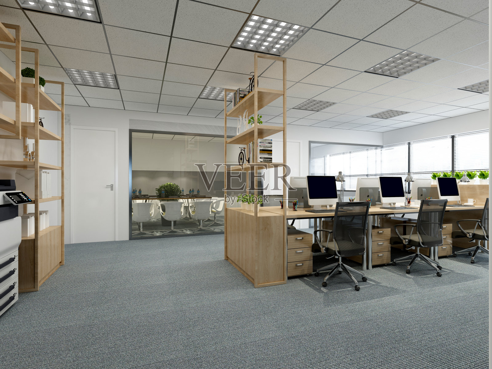 3d渲染od办公开放式大空间照片摄影图片