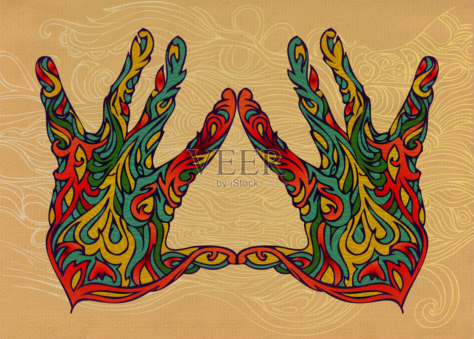 三角手势插画图片素材