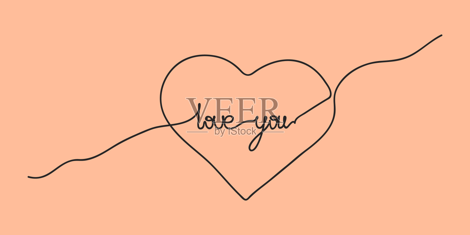 手写体绘出爱你一行字的风格插画图片素材