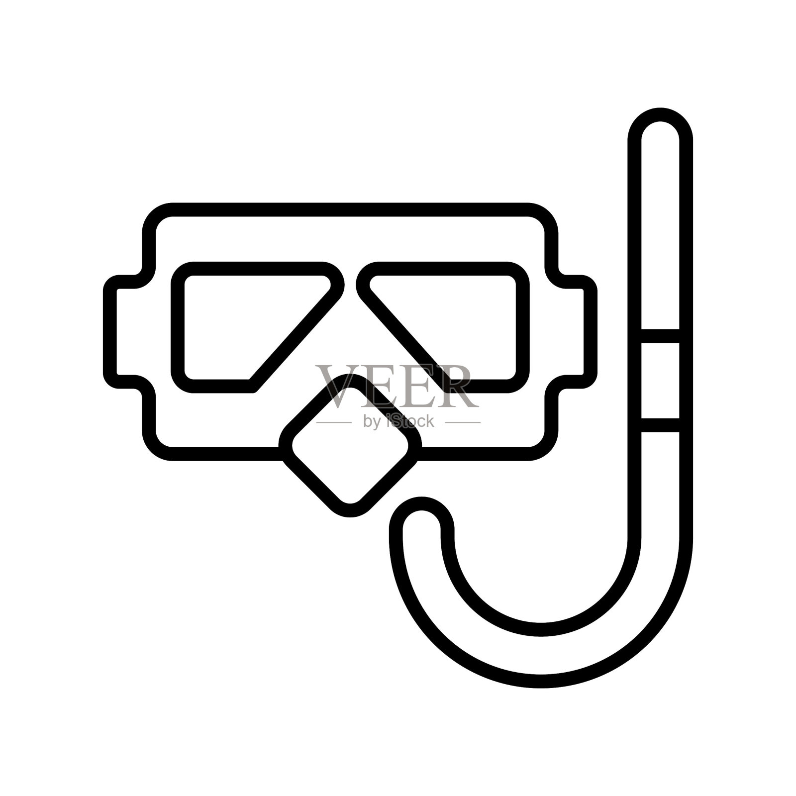 漂亮的设计矢量浮潜面具在现代风格，易于使用的图标。插画图片素材