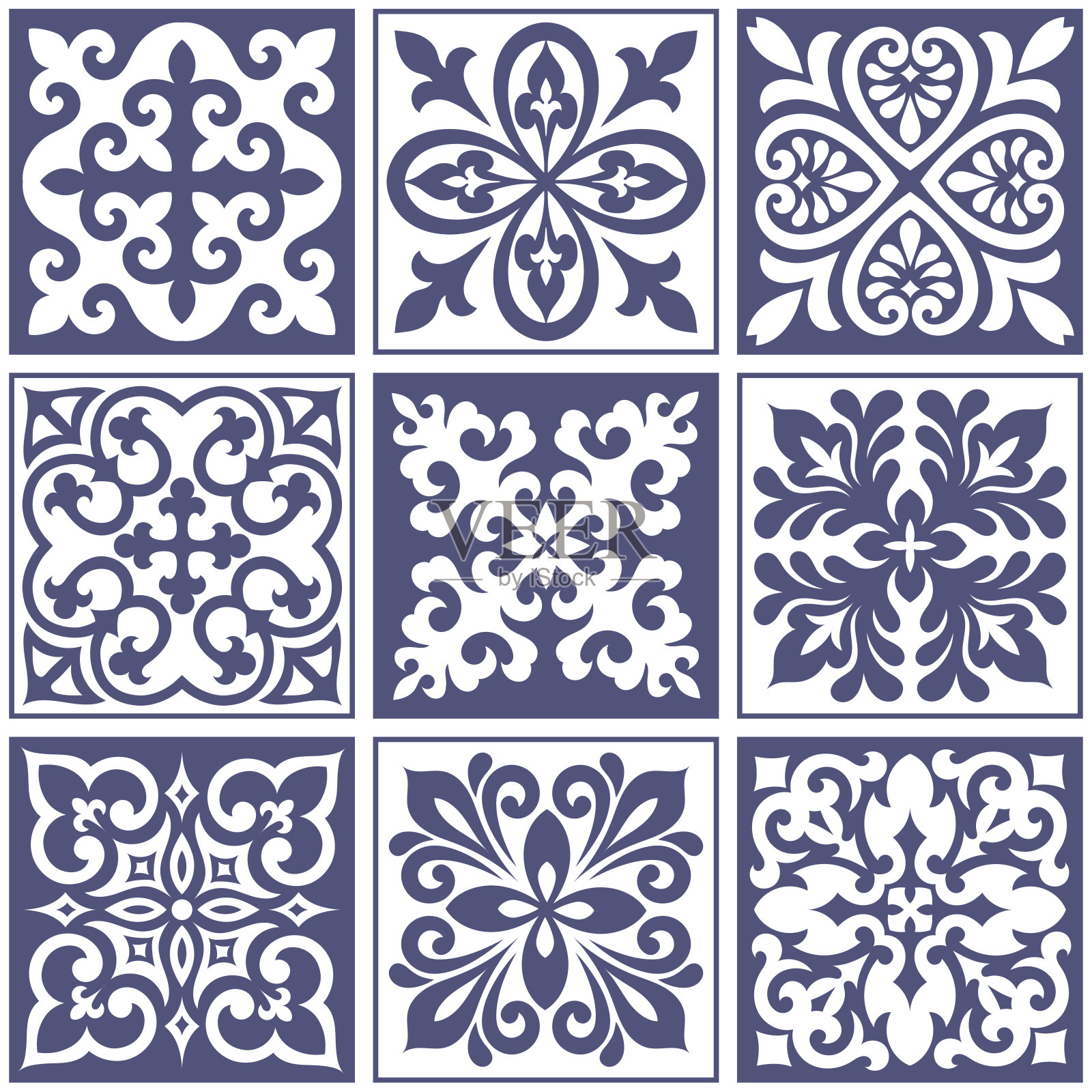 西班牙瓷砖设计，矢量插图插画图片素材