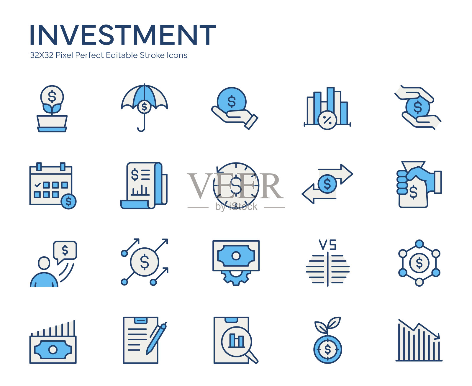 投资彩色线条图标插画图片素材