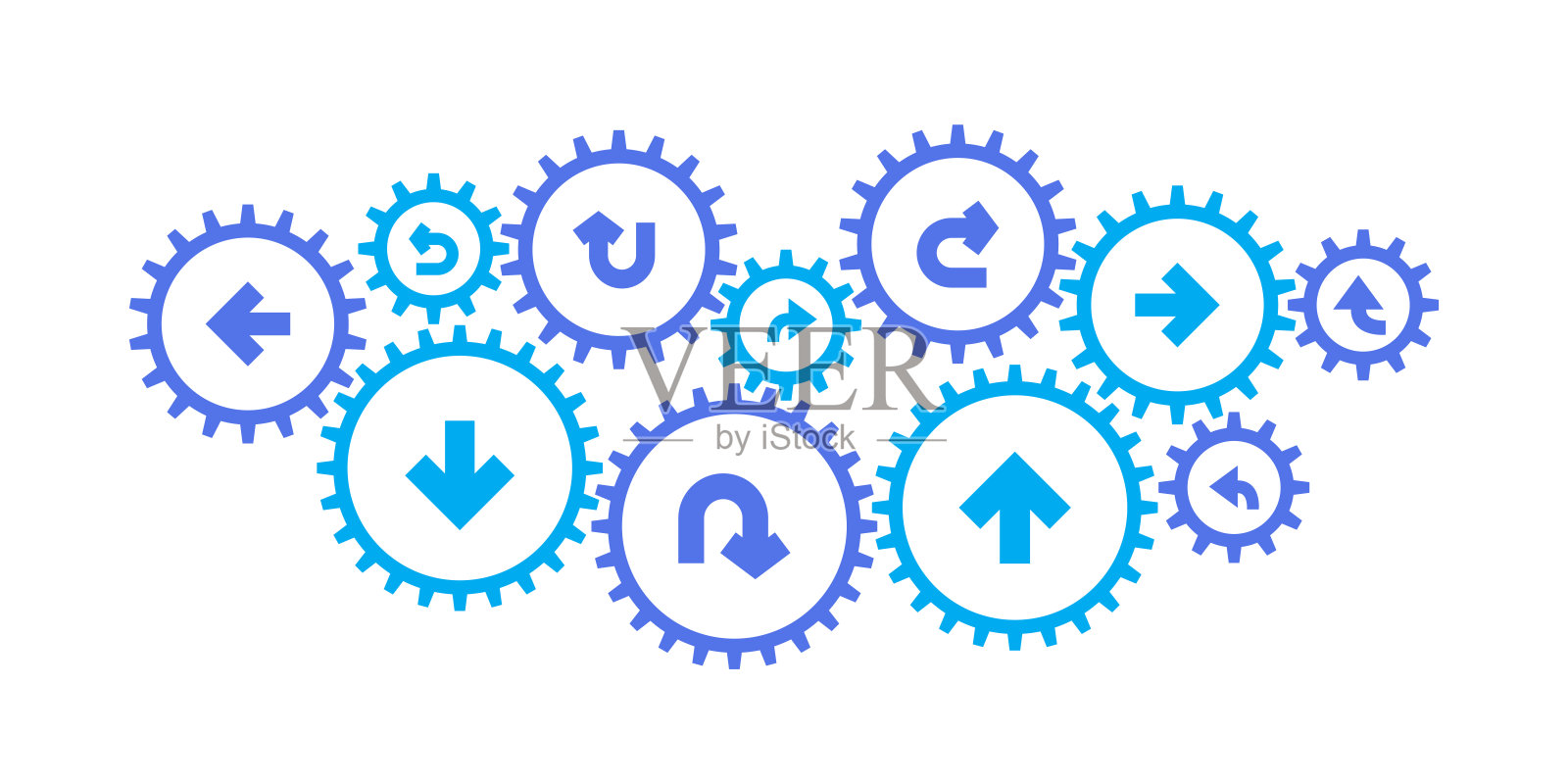 齿轮机构和箭头图标插画图片素材