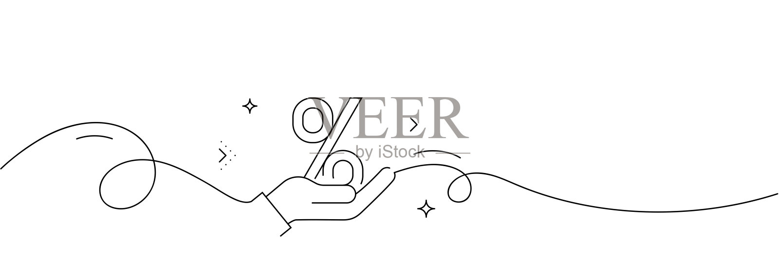 连续线绘制抵押图标。手绘符号矢量插图。插画图片素材