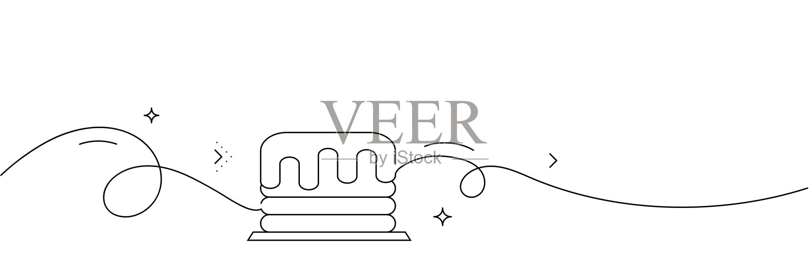 连续线条绘制煎饼图标。手绘符号矢量插图。插画图片素材