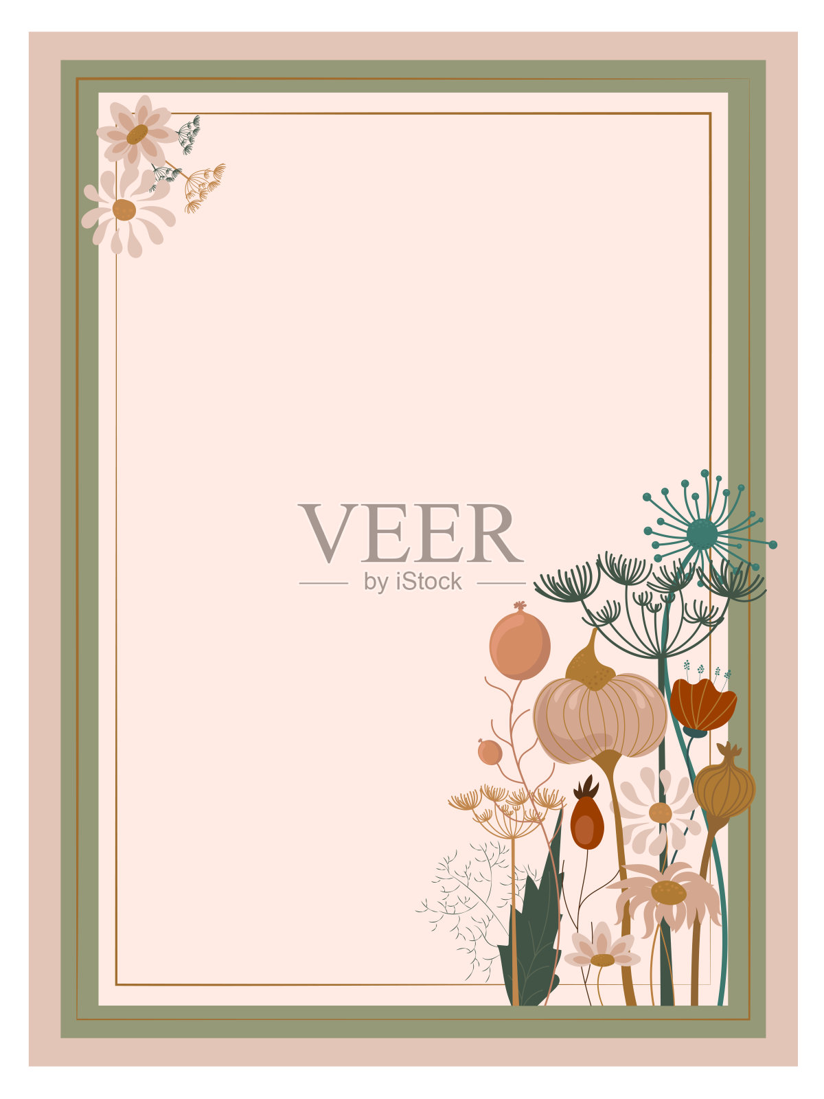 绿色的明信片插画图片素材