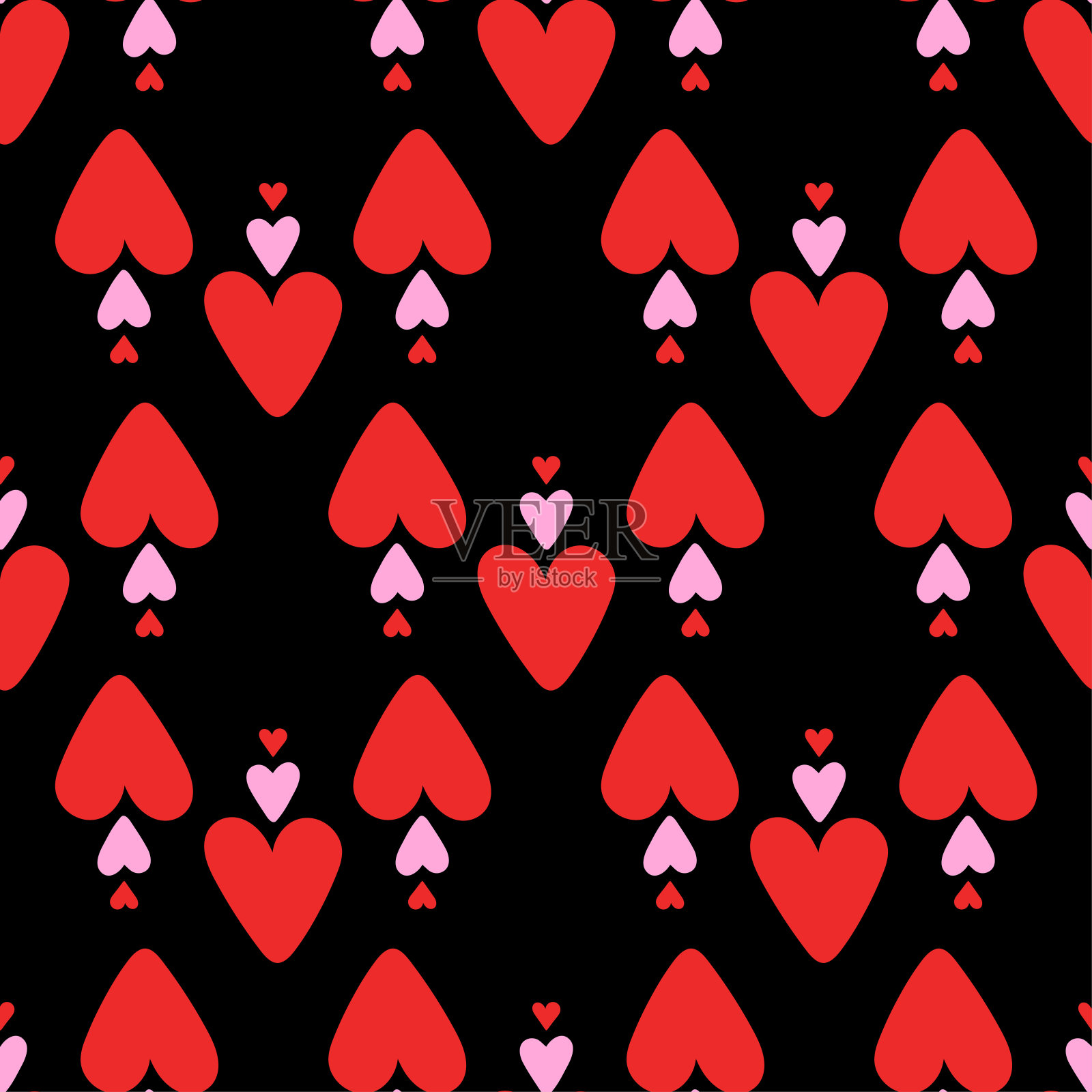 心形现代抽象无缝图案。浪漫的手绘矢量设计插图。表面设计的彩色背景插画图片素材