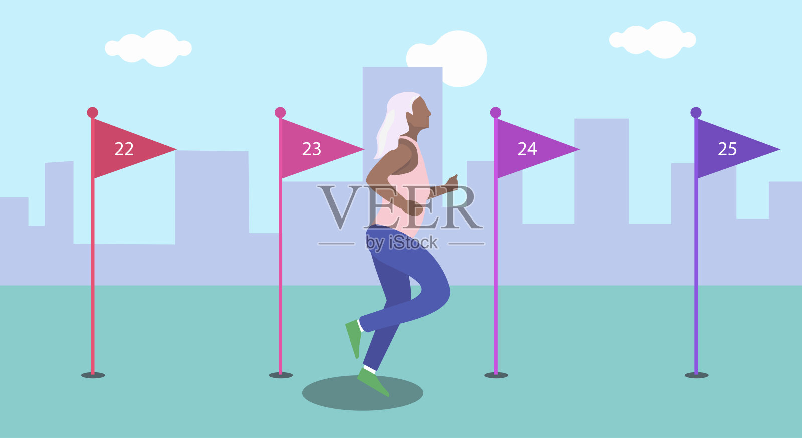 一位老妇人正在穿越时间插画图片素材