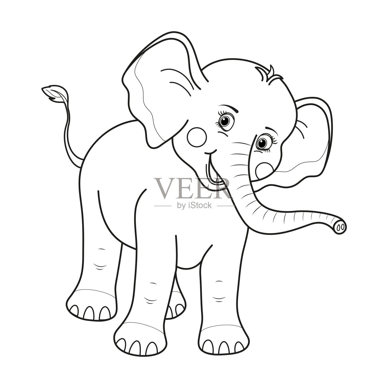 大象儿童涂色页。插画图片素材